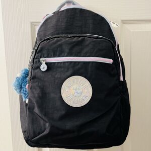 Kipling Seoul Backpack True Black Mix Hologram 15” Laptop Featuring Bentley NWT